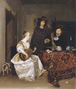 Gerhard ter Borch A Woman playing a Theorbo to two Men Spain oil painting artist